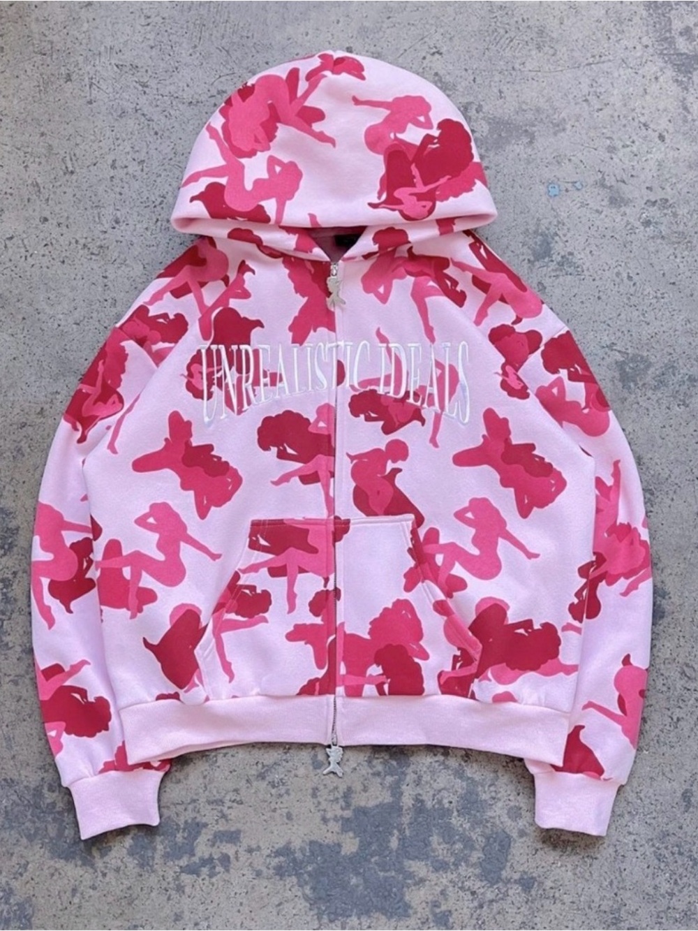 NAMED COLLECTIVE Pink Camouflage Zip Hoodie with Graphic